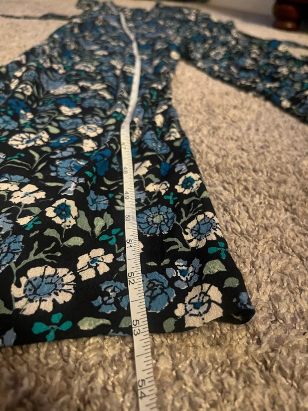 Loft Floral V-Neck Wide-Leg Jumpsuit in Blue | Size Small - Picture 11 of 12